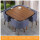 くるみ色の四角いテーブル+ダークグレーの布椅子