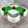 4椅子+90 cm角テーブル、緑と白のダブルカラー