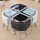 4椅子+90 cm角テーブル、白黒水玉クロス