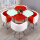 4椅子+90 cm角テーブル、赤と白のダブルカラー
