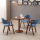 くるみ色帯木目丸テーブル-紺の布椅子