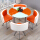 4椅子+90 cmラウンドテーブル、オレンジホワイトダブルカラー