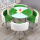4椅子+90 cmラウンドテーブル、緑と白のダブルカラー