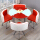 4椅子+90 cm円卓、赤と白の二色