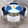 4椅子+90 cm円卓、青と白のダブルカラー