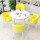 黄色の厚手の油の蝋皮のテーブル4つの椅子（90大理石のデスクトップをまねる）