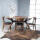 Aタイプ1.5 mくるみ色のテーブル+くるみ色の皮の芸術クッションの食事椅子