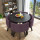 ブラック大理石の円卓の紫色の布の椅子をまねて、テーブルの4つの椅子。
