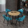 水曲の色テーブル+湖青の皮の椅子の黒い紗の支柱