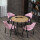 水曲の色テーブル+ピンクの椅子の黒い紗の支柱