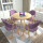 水曲色テーブル+浅い紫の布椅子は木目をまねて支えます。