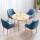 浅い青色のテーブルの4つの椅子の原木色の80直径