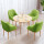 草緑の皮のテーブルの4つの椅子の原木の色の80直径