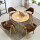 90原木丸テーブル+布椅子+コーヒー