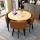 テーブル四椅子+コーヒー色(皮椅子)原木色の円卓