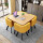 四つのテーブル+黄色(皮椅子)の原木の四角いテーブル