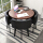 テーブル四椅子＋黒（皮椅子）胡桃色の円卓