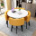 四つのテーブル+黄色(皮椅子)の白い円卓