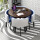 テーブル四椅子＋青白い（皮椅子）桐木色の円卓