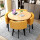 テーブル四椅子＋黄色（皮椅子）原木円卓