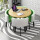 テーブル四椅子＋緑白（皮椅子）原木色の円卓