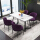 紫色の通気性綿麻布テーブル4つの椅子（大理石の形を模した120*60テーブル）